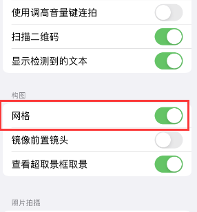 汉南苹果手机维修网点分享iPhone如何开启九宫格构图功能